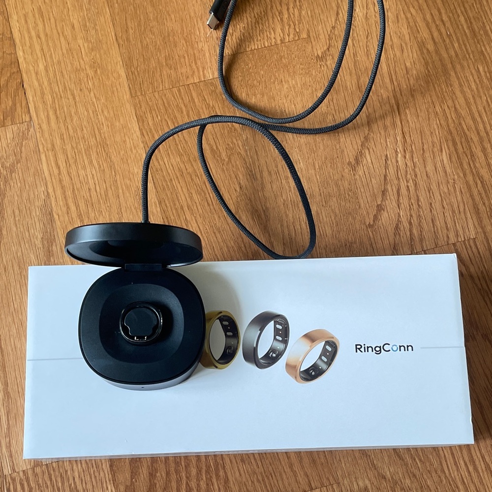 RingConn Generation 2 Smart Ring with Magnetic Charging Case - Black size 8